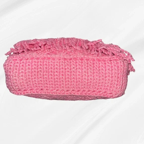 NWT! Kurt Geiger London Medium Crochet Kensington Crossbody Bag, Open Pink - Picture 10 of 13